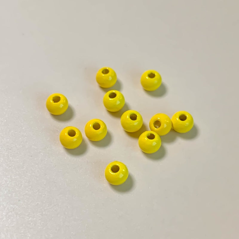 10pcs Solid Color Straight Hole Round Beads - Wholesale DIY Accessories