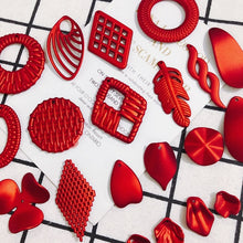 将图片加载到图库查看器，Acrylic Resin Plastic Red Frosted Eardrop Pendant Earring Accessories Supplies for Jewelry Making Components Diy Handmade 4pcs
